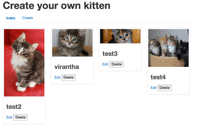 Screenshot of kittens app